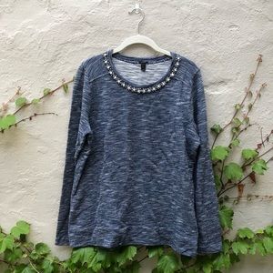 Jcrew Jewelled Collar Crew Neck